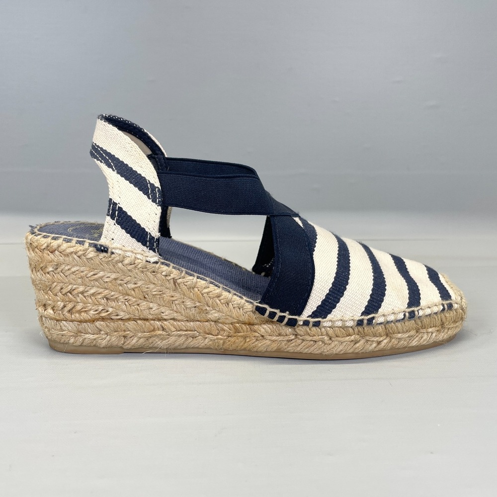 Toni Pons Tarbes Espadrille Wedge Sandals Womens Size 36 Nautical Blue Shoes